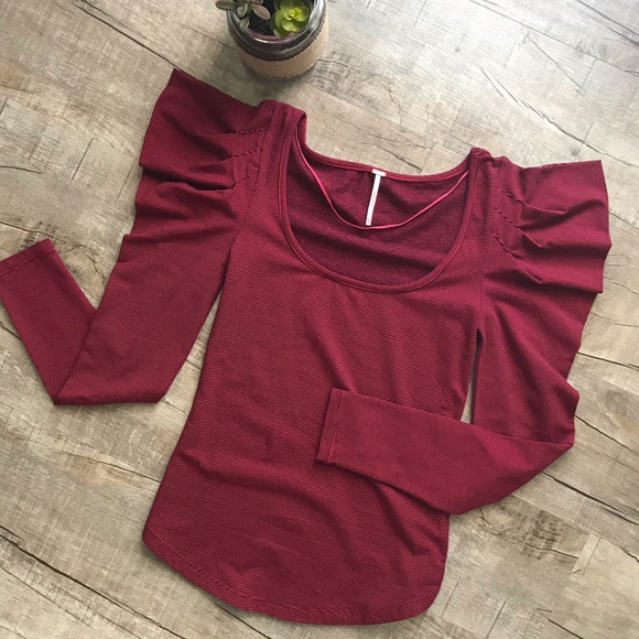 Free People Red & Black Striped Long Sleeve Top - Picture 3 of 9